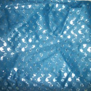 Vintage  Fabric 4 yrds NEw Old Stock Blue Silver